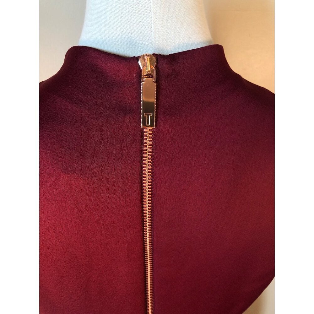Ted Baker London High Low Burgundy Kandal Dress Size 3 - Picture 7 of 13